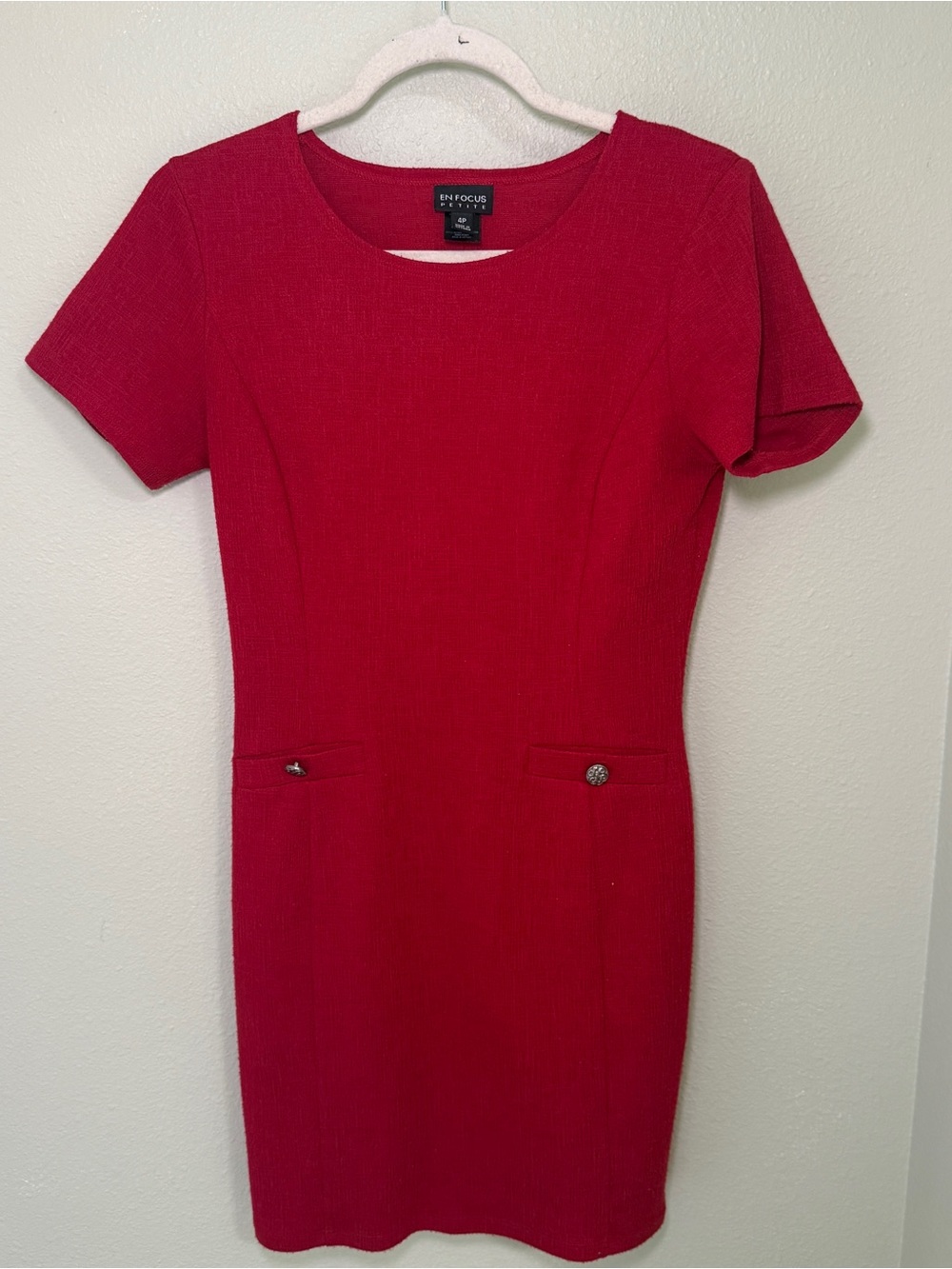 Enfocus Studio Bright Red Short Sleeve Sheath Dress
